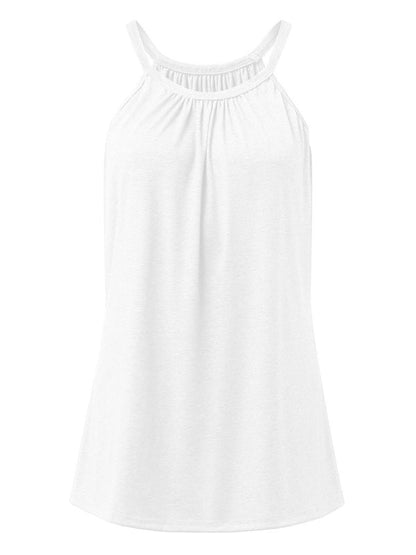 Casual solid color cotton round neck sleeveless loose large pullover t-shirt