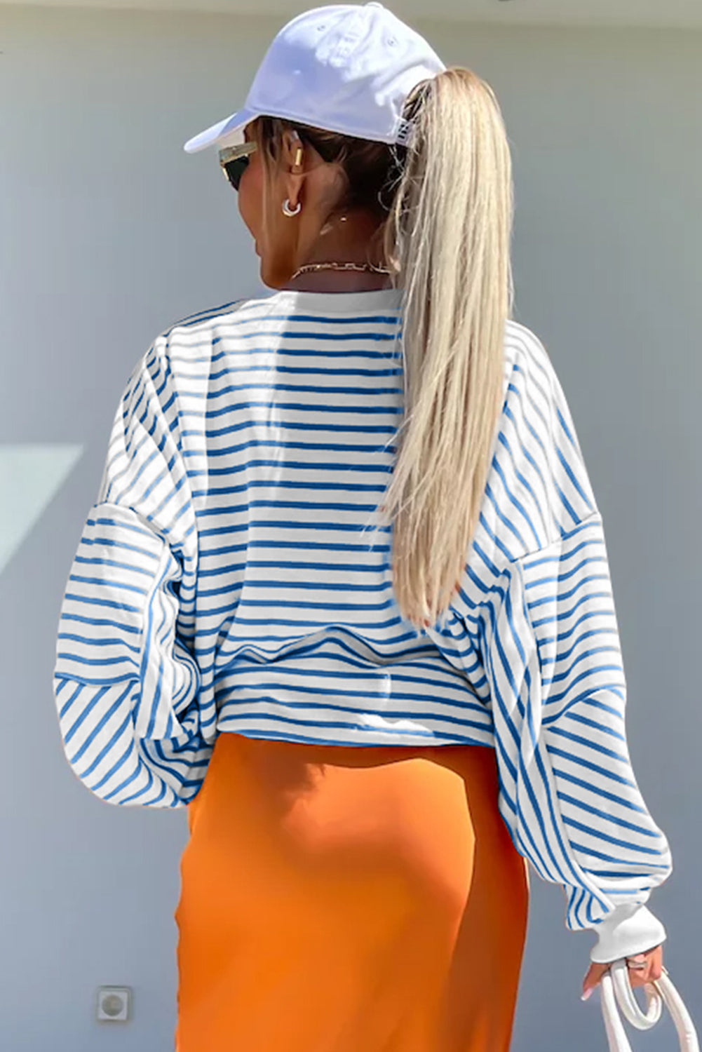 Striped Round Neck Long Sleeve Sweatshirt