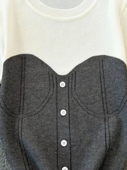 Color Block Short Sleeve Knit T-Shirt