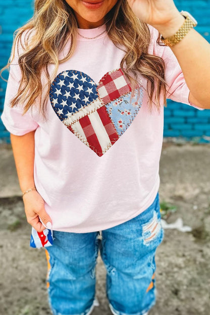 Patriotic Heart Round Neck Tee