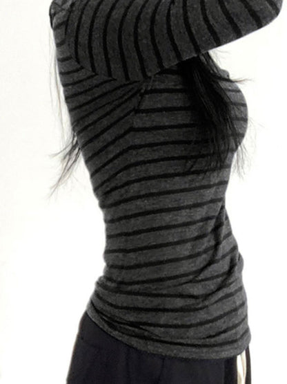 Striped Boat Neck Long Sleeve T-Shirt