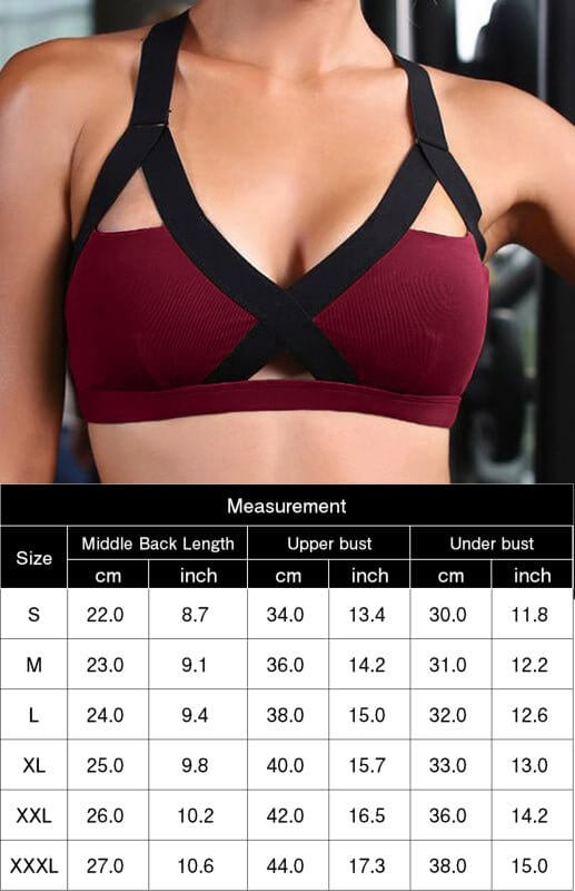 Soutien-gorge de sport élastique croisé sexy à contraste de couleurs 