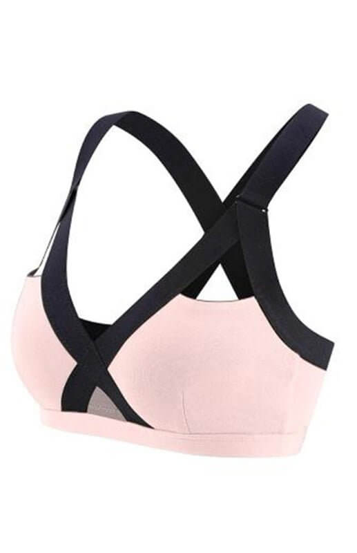 Soutien-gorge de sport élastique croisé sexy à contraste de couleurs 