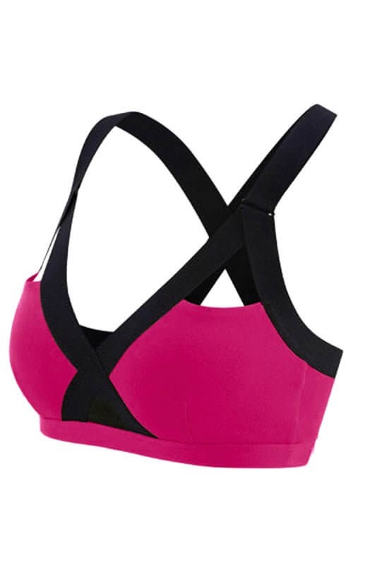 Soutien-gorge de sport élastique croisé sexy à contraste de couleurs 