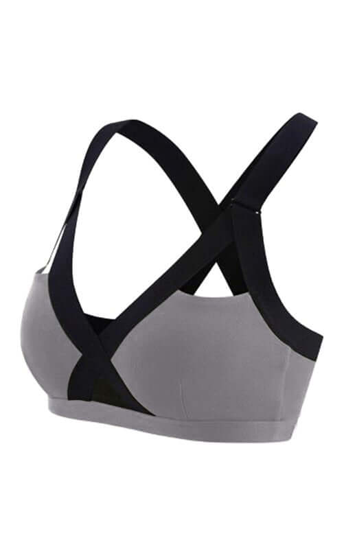 Soutien-gorge de sport élastique croisé sexy à contraste de couleurs 