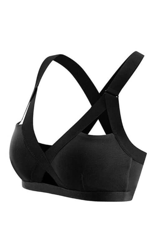 Soutien-gorge de sport élastique croisé sexy à contraste de couleurs 