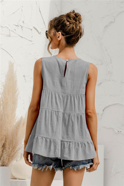 Round Neck Tiered Tank