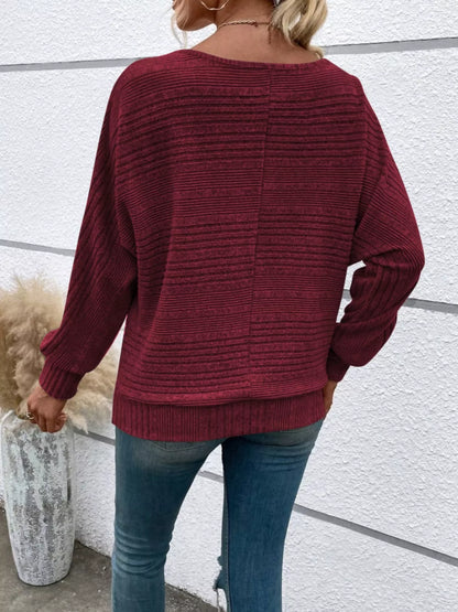 Relaxed Fit Ribbed Knit T-Shirt