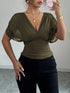 Ruched Surplice Short Sleeve Top