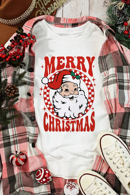 Santa Graphic Round Neck Long Sleeve Sweatshirt