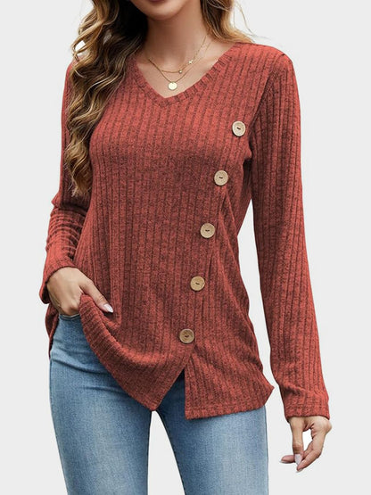 V-Neck Long Sleeve T-Shirt