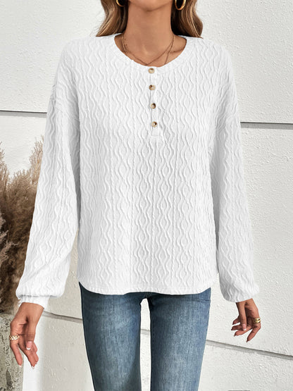 Ivy Lane Half Button Long Sleeve Top