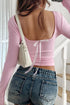 Ribbon-Tie Back Long Sleeve T-Shirt
