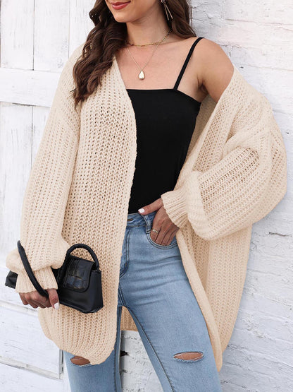 Open Front Dropped Shoulder Longline Cardigan