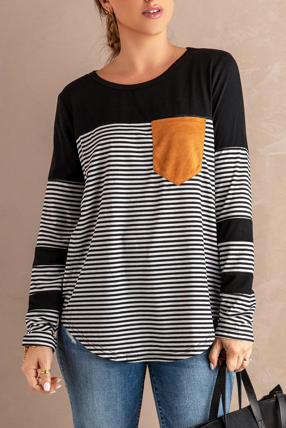 Striped Round Neck Long Sleeve T-Shirt