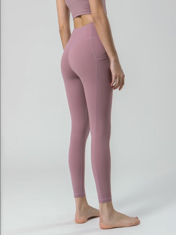 Neuvième pantalon de Yoga brossé Double face, taille haute, avec poches, pantalon de sport pour femmes 