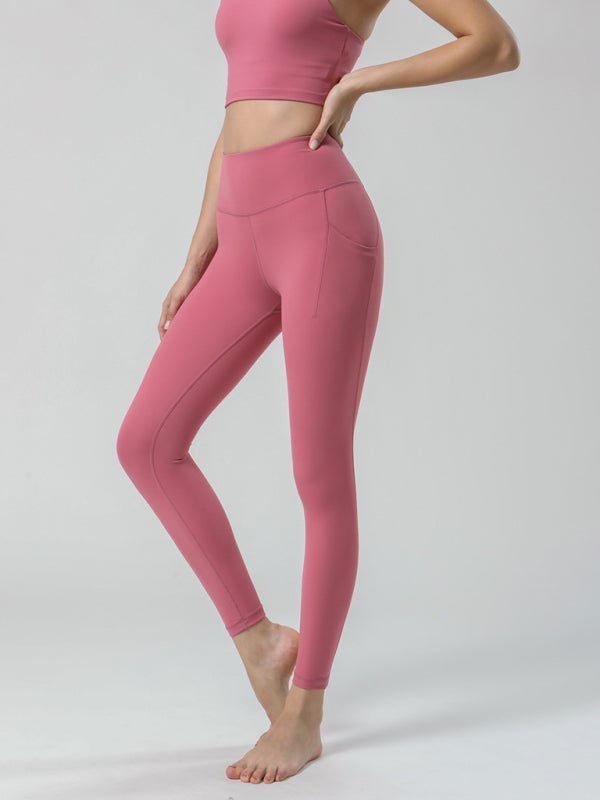 Neuvième pantalon de Yoga brossé Double face, taille haute, avec poches, pantalon de sport pour femmes 