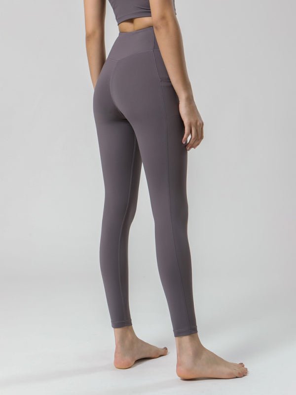 Neuvième pantalon de Yoga brossé Double face, taille haute, avec poches, pantalon de sport pour femmes 