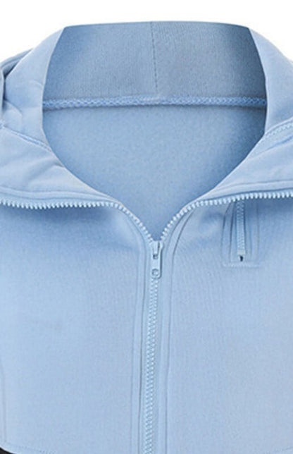 Sweat-shirt à capuche et manches longues en velours avec double fermeture éclair et blocs de couleurs 