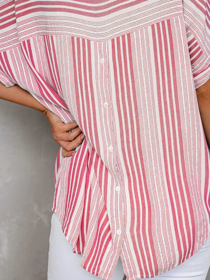 Full Size Collared Neck Half Sleeve Shirt Plus Size