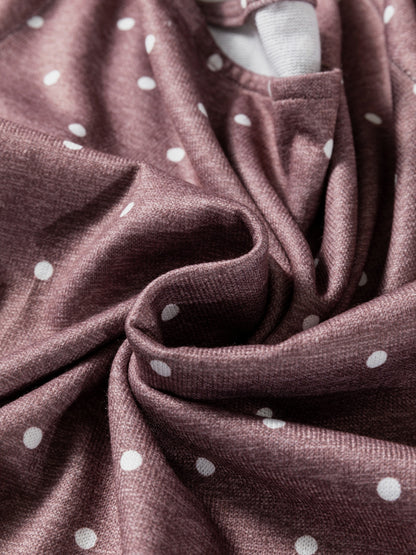 Polka Dot Boat Neck Knit Long Sleeve T Shirt