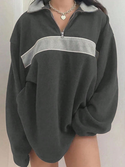 Contrast Dropped Shoulder Long Sleeve Sweatshirt