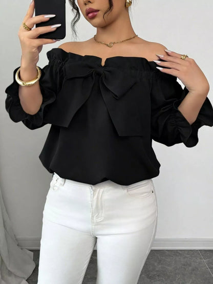 Bow Flounce Sleeve Blouse