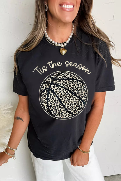Leopard Basketball Graphic Crew Neck Tee