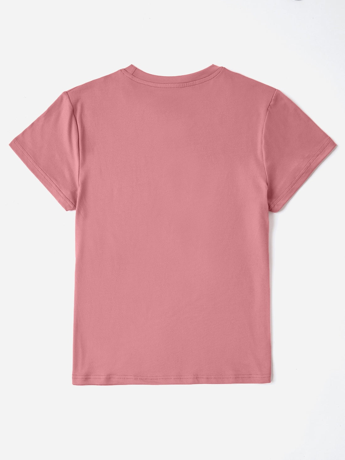Back view of pink round neck short sleeve T-shirt