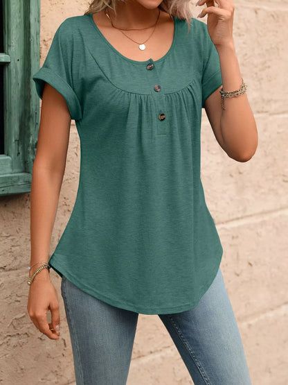 Casual Button Detail Henley T-Shirt