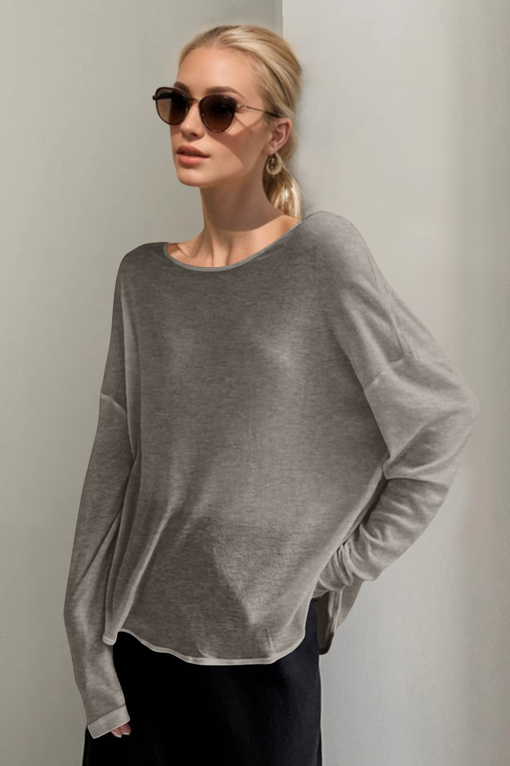 Basic Bae High-Low Long Sleeve T-Shirt