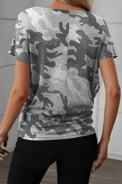 Camouflage Retro American Flag Printed Tee