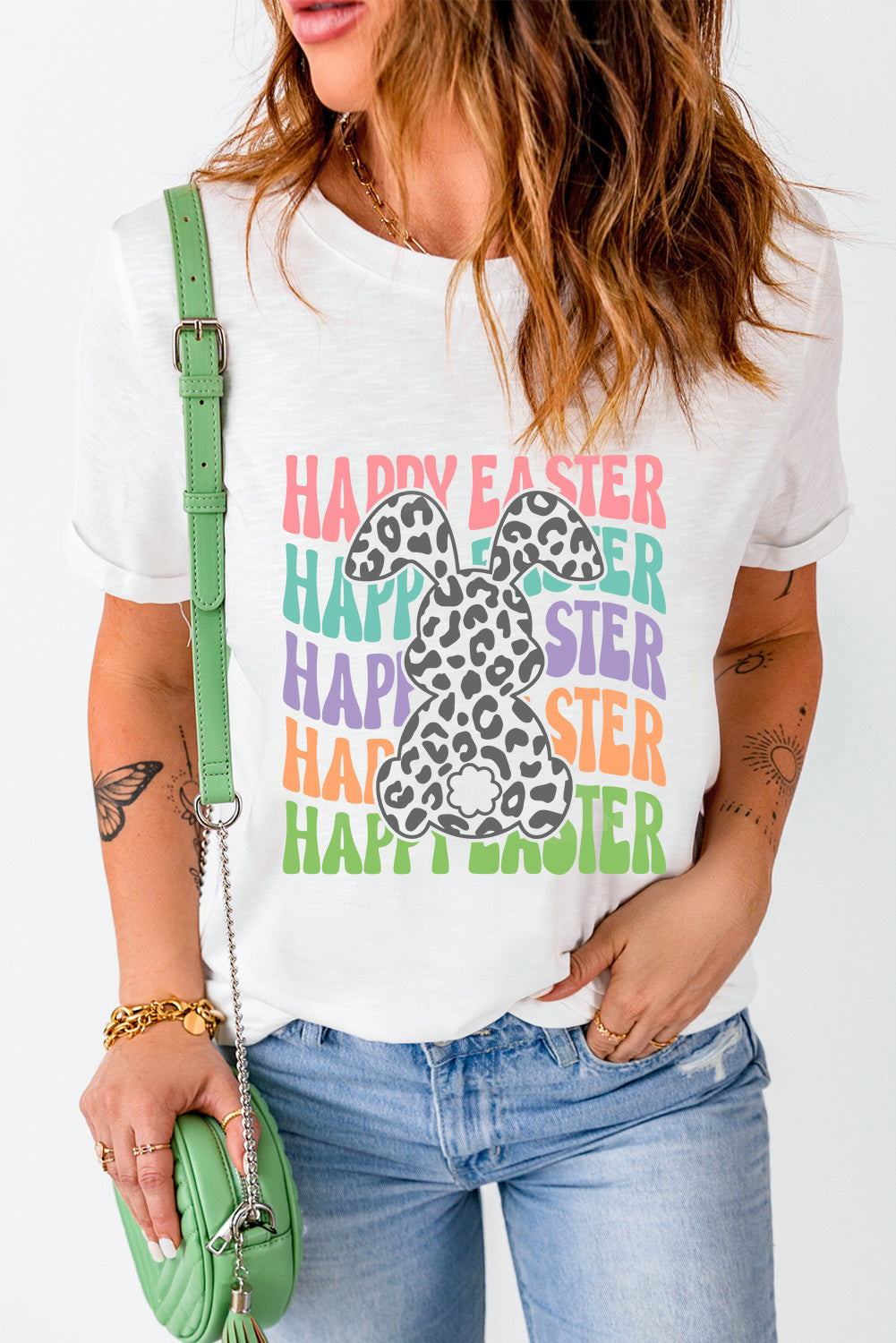 HAPPY EASTER Round Neck Short Sleeve T-Shirt