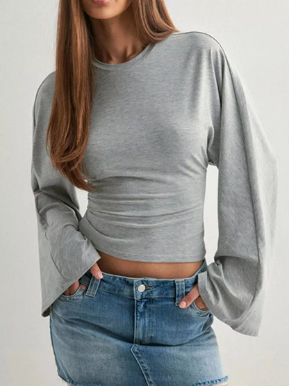 Full Size Long Sleeve Fitted T-Shirt Plus Size