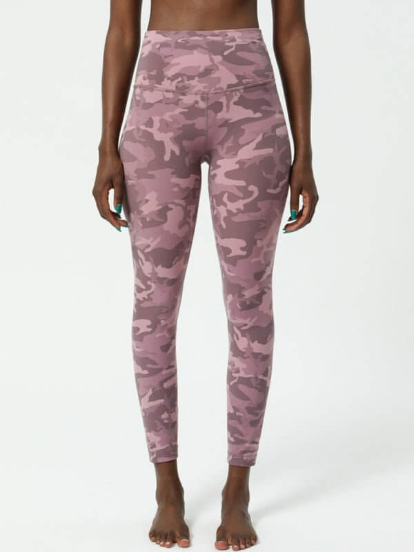 Pantalon de yoga camouflage européen et américain, pantalon de yoga imprimé nu double face pour femmes 