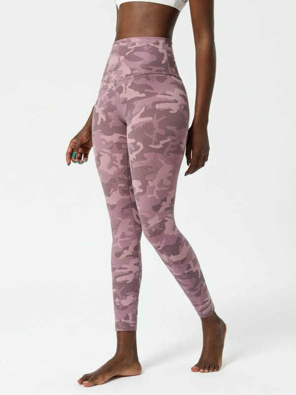 Pantalon de yoga camouflage européen et américain, pantalon de yoga imprimé nu double face pour femmes 