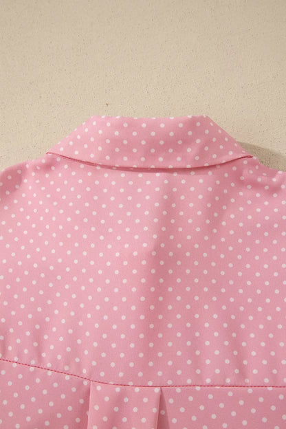 Casual Polka Dot Print Button Down Shirt