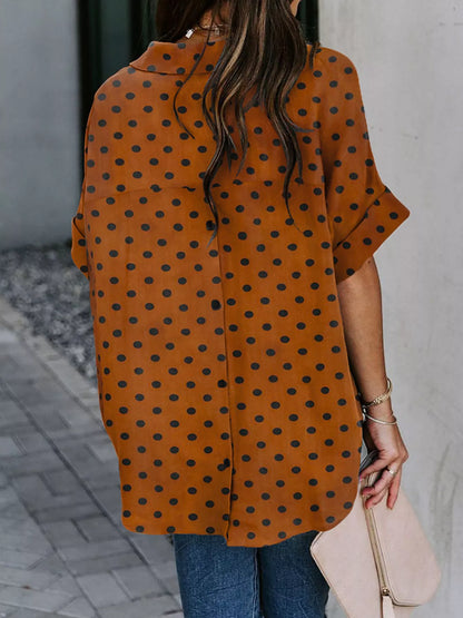 Full Size Collared Neck Half Sleeve Shirt Plus Size