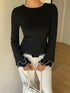 Lettuce Hem Tie Back Long Sleeve T-Shirt