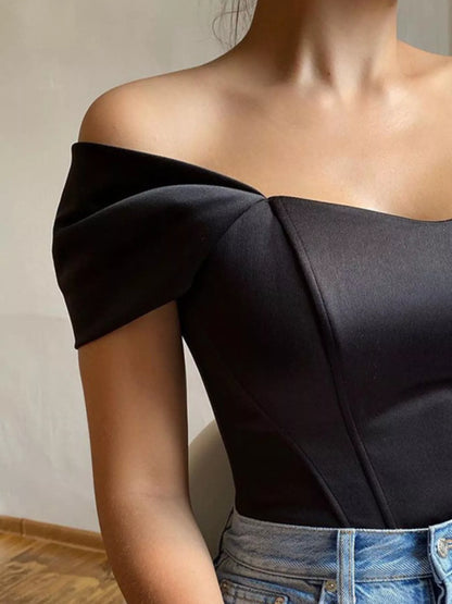 Off-Shoulder Short Sleeve Blouse