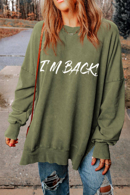 Olive green sweatshirt with &