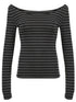 Striped Boat Neck Long Sleeve T-Shirt