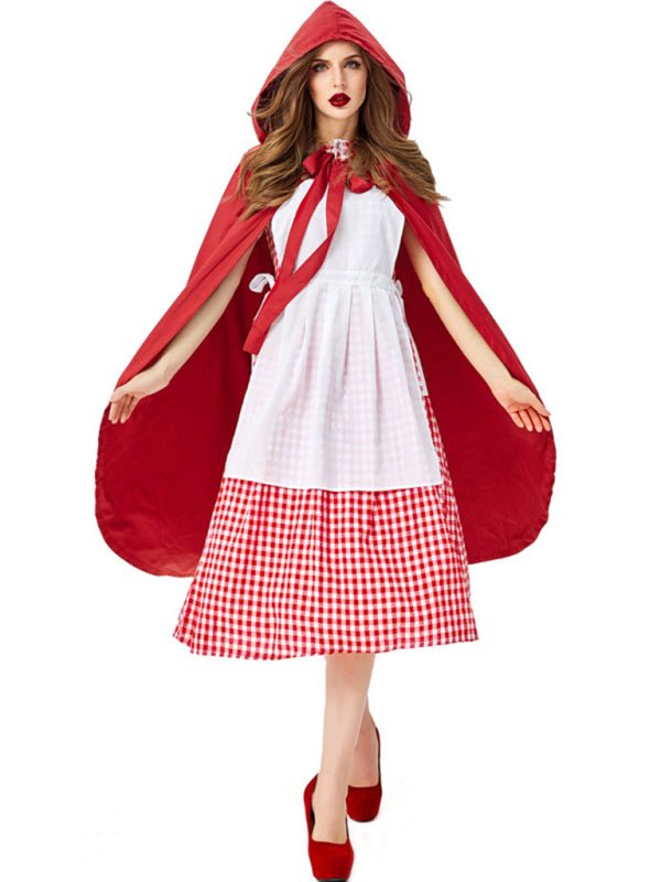 Halloween Red Plaid Cosplay Little Red Riding Hood Character Suit