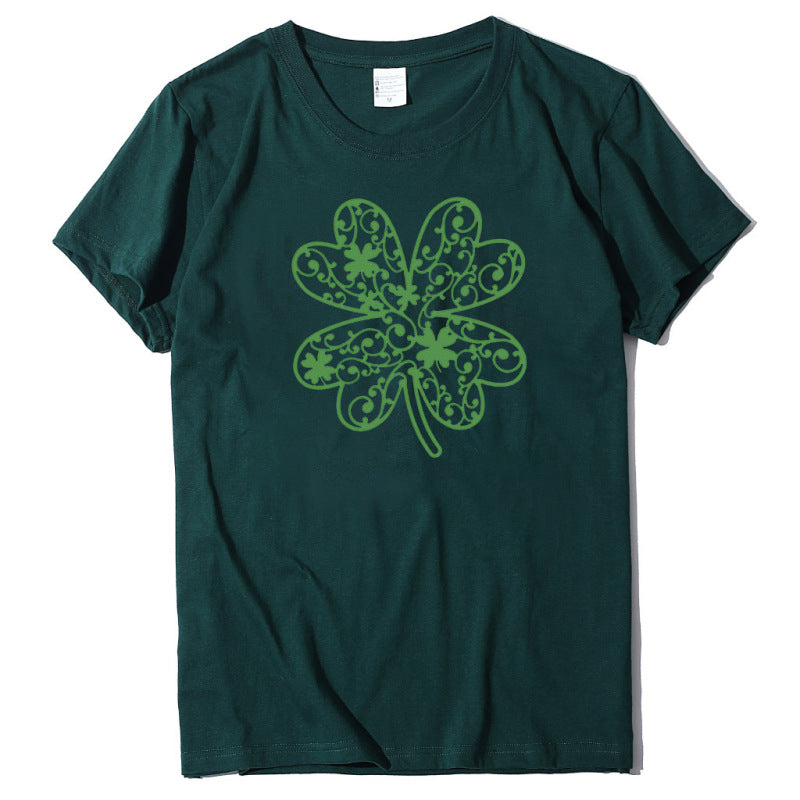 T-shirt à manches courtes Shamrock pour femmes, pour la Saint-Patrick 