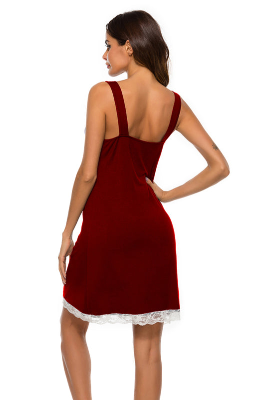 Chemise de nuit en dentelle à bretelles confortables et sexy pour femmes