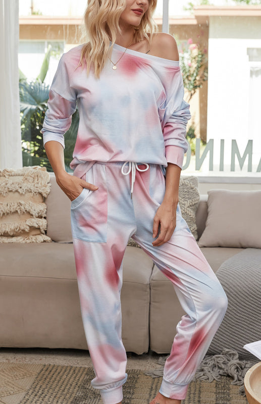 Langärmliges Batik-Pyjama-Set für Damen 