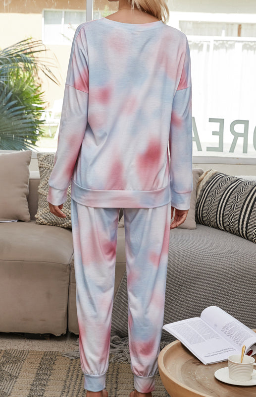 Ensemble pyjama tie-dye à manches longues pour femmes 