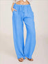 Blue casual cotton drawstring pajama pants with pockets