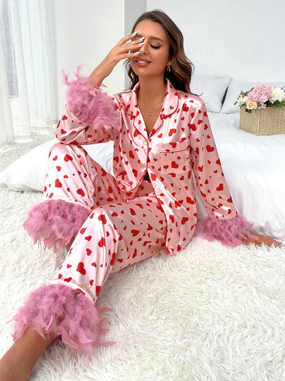 Lässiger Pyjama mit Valentinstags-Print und süßem Liebesmotiv 