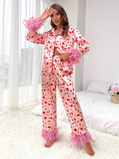 Lässiger Pyjama mit Valentinstags-Print und süßem Liebesmotiv 